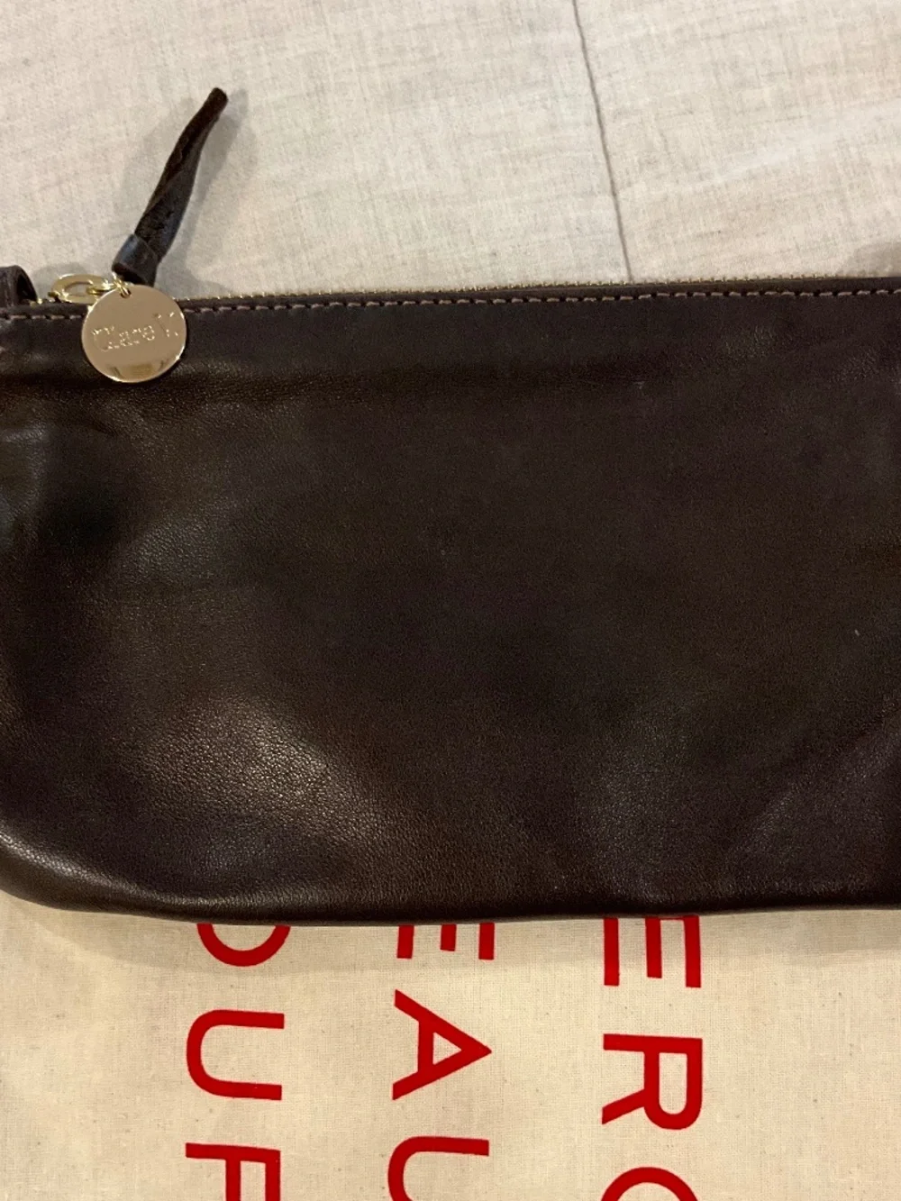 Clare V Chocolate dark brown wallet clutch with tabs
